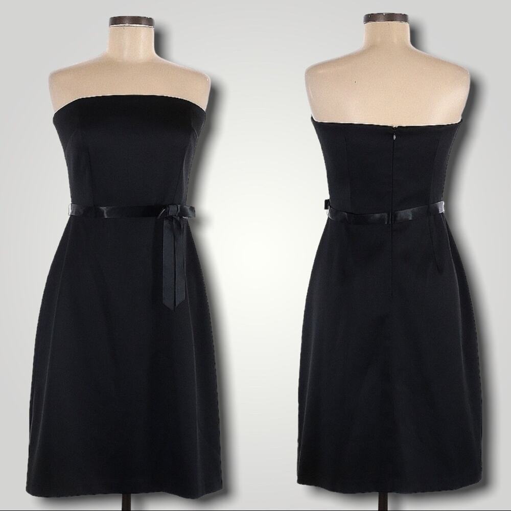 LAUNDRY BY SHELLI SEGAL SATIN STRAPLESS COCKTAIL DRESS BLACK - 8